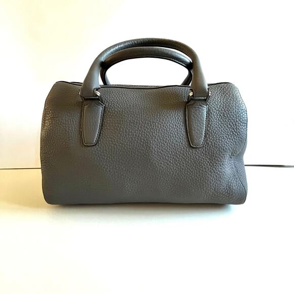 COACH Boston Style Satchel, Gray Pebble Leather Tote - Picture 8 of 13
